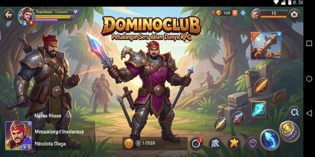 Screenshot gameplay DOMINOCLUB menampilkan aksi RPG yang mendebarkan.