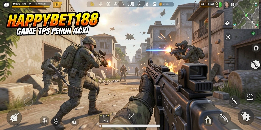 Menampilkan aksi seru dari gameplay TPS di HAPPYBET188.