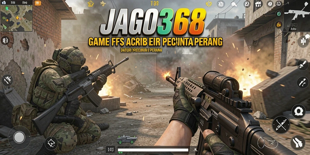 Tangkapan layar utama JAGO368 menunjukkan aksi tembak menembak yang intens.